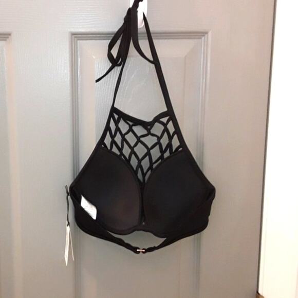 NWT Shade & Shore 36B Padded Fishnet Macrame Netted Bikini Top - Picture 5 of 5